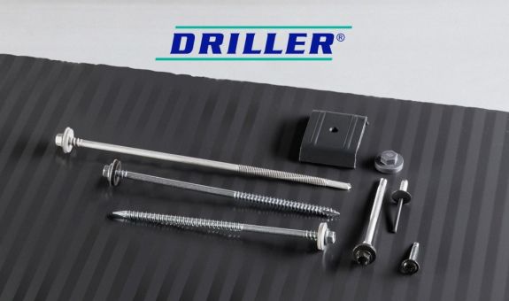 long self-drilling screws and assembly accessories on a piece of sandwich panel