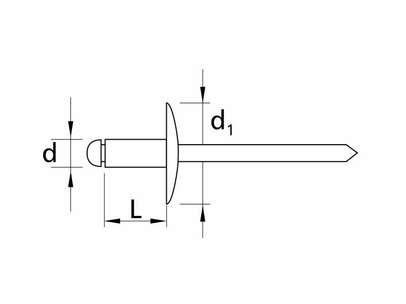 Aluminium-steel large flange head blind rivets