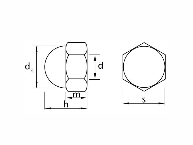 Cap nuts DIN1587, steel