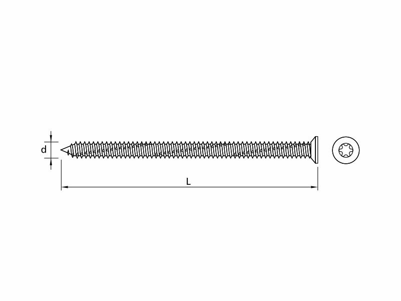 Concrete frame fixing screws, flat head