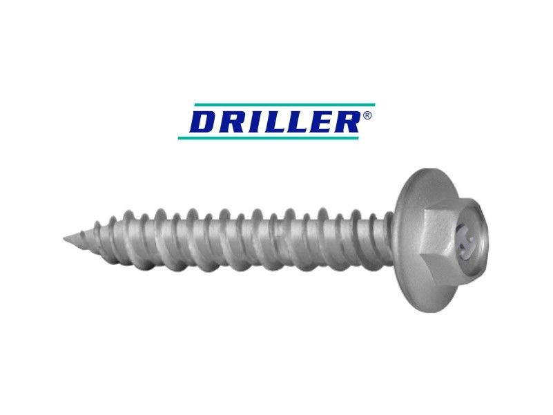 DRILLER® hex washer flange head concrete screws, with anticorrosive coating