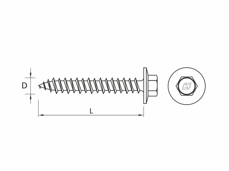 DRILLER® hex washer flange head concrete screws, with anticorrosive coating