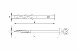 Facade expansion fixing, polyamide plug, hexagonal head screw with anticorrosive coating