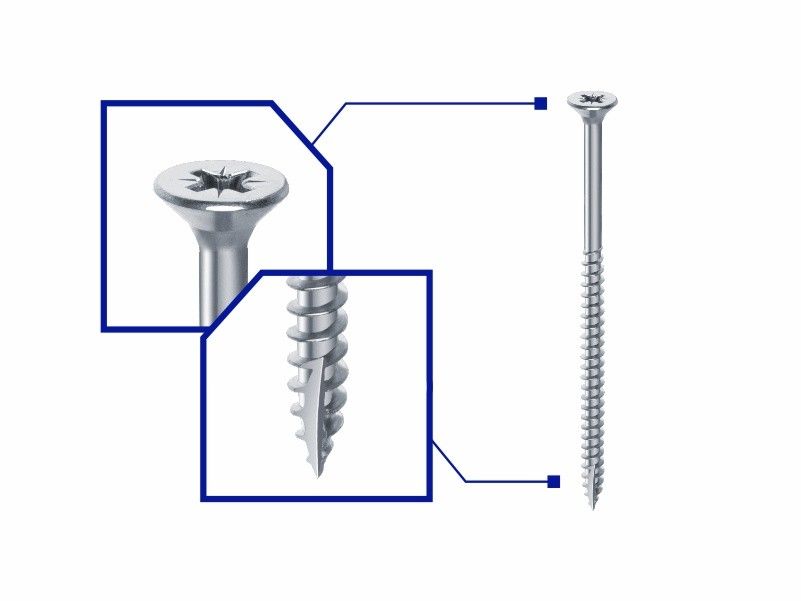 Woodpicker™ screws for timber structures, flat countersunk head, partial thread