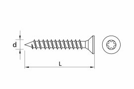 Chipboard screws, flat countersunk head, full thread