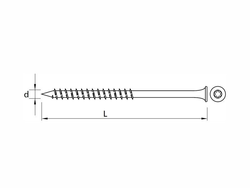 Self tapping timber screws for telescope plugs IDP/IDPO onto timber substructure, anticorrosive coating