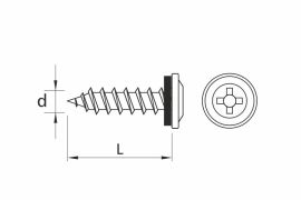 Self tapping screws, flat wafer head, EPDM washer assembled