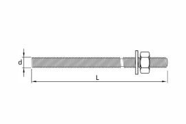 Threaded rods with washer and nut, 5.8 steel grade