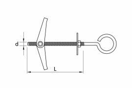 Spring toggle for ceilings with „O” hook