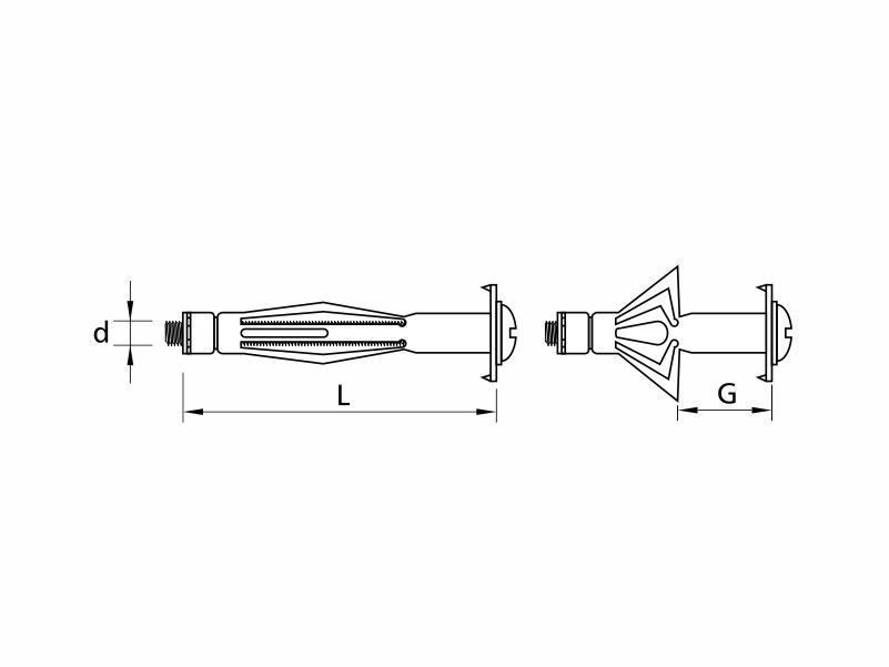 Hollow wall steel anchor with screw