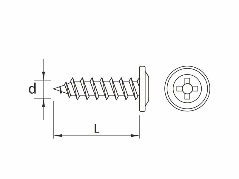 Self tapping screws, flat wafer head, black phosphated