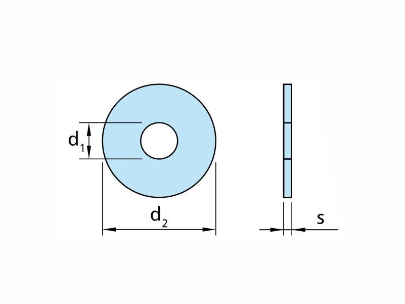 Enlarged washers DIN9021, AISI 304 (A2) and AISI 316 (A4) stainless steel