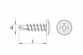 Self drilling screws, flat wafer head, black phosphated