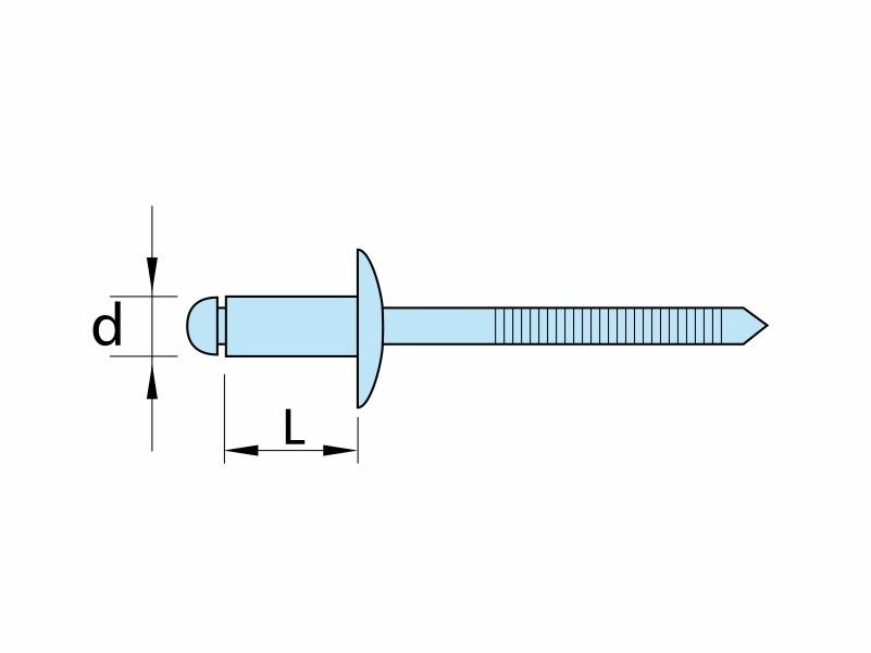 Stainless steel blind rivets, AISI 304