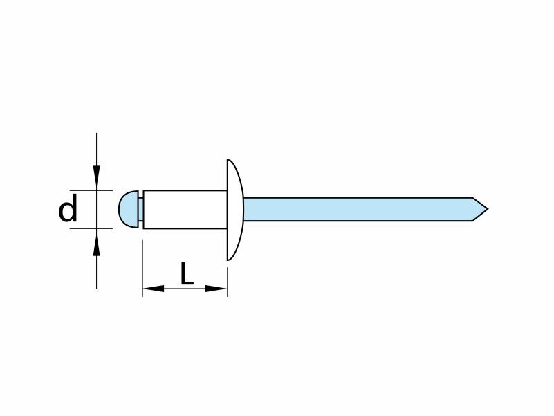 Aluminium-stainless steel blind rivets