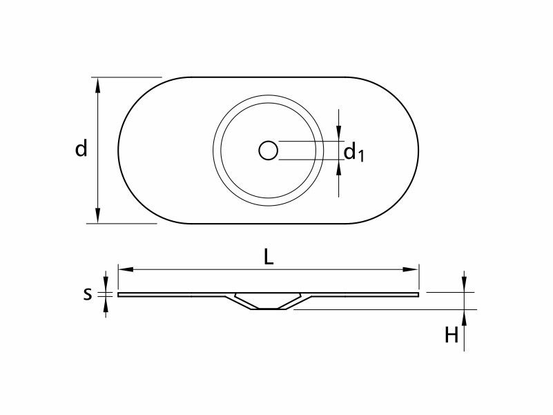 Oval steel convex washers 40x82