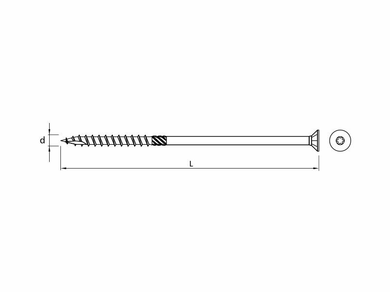 Woodpicker™ carpentry screws for structural connections of wooden elements, flat countersunk head