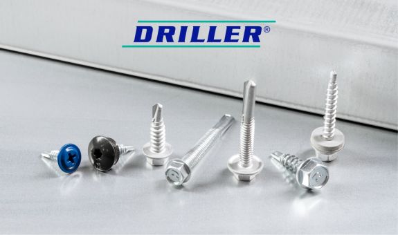 self-drilling, self-tapping screws on a metal sheet background