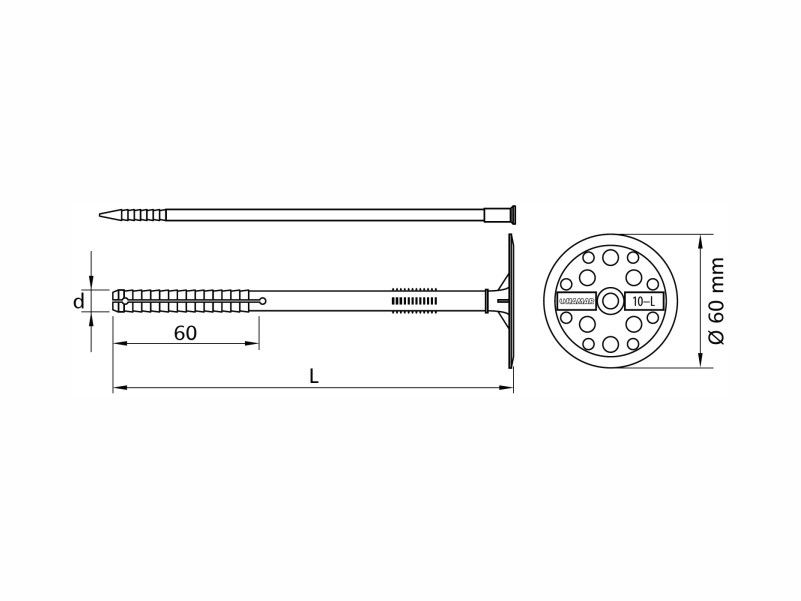 Facade thermal insulation fixing with hammer driven plastic pin