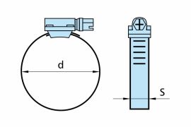 Hose clamps W4, AISI 304 stainless steel