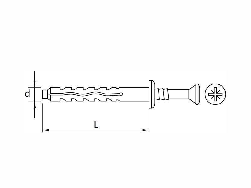 Nail plugs with mushroom head for hammer fixing, Ø 6 mm polyamide plug