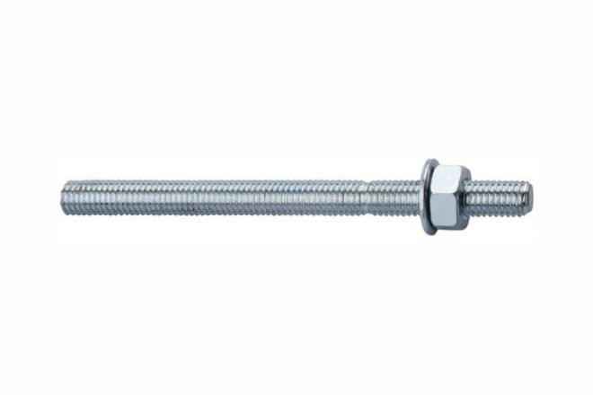 Threaded rods with washer and nut, 5.8 steel grade