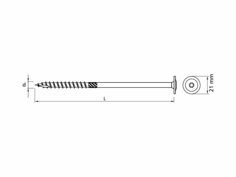 Woodpicker™ carpentry screws for structural connections of wooden elements, wafer head