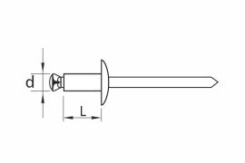 Aluminium-steel blind rivets peel type