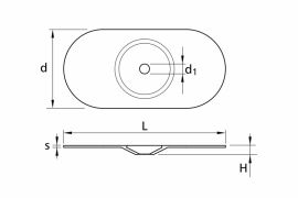 Oval steel convex washers 40x82