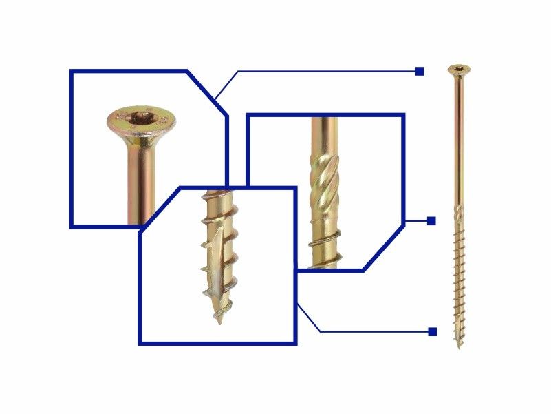 Woodpicker™ carpentry screws for structural connections of wooden elements, flat countersunk head