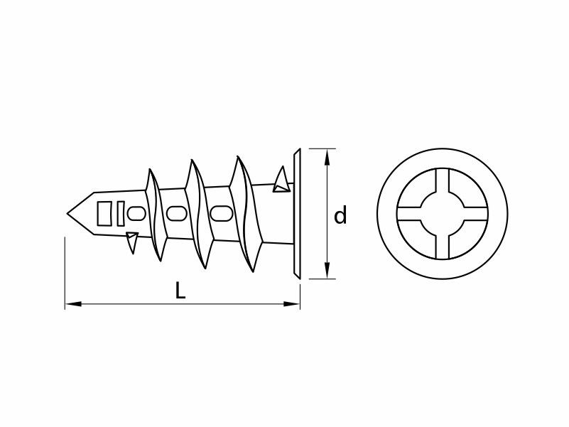 Drywall light fixing, 38 mm plug without screw