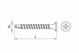 Drywall screws with drilling point, bugle head, hardened, phosphated