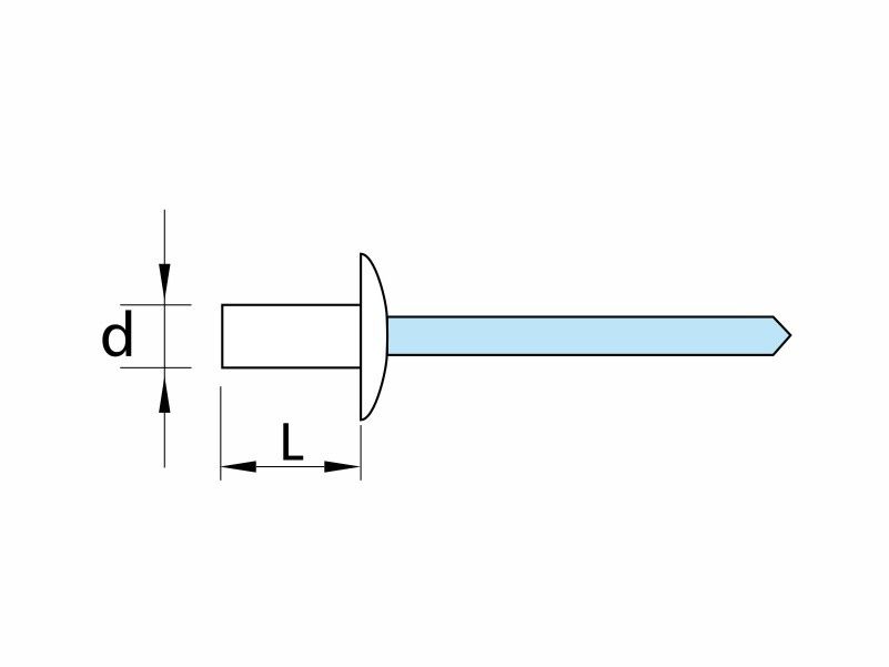 Closed end aluminium-stainless steel blind rivets