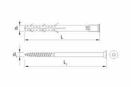 Frame expansion fixing, polyamide plug, countersunk head screw with anticorrosive coating