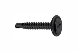 Self drilling screws, flat wafer head, black phosphated