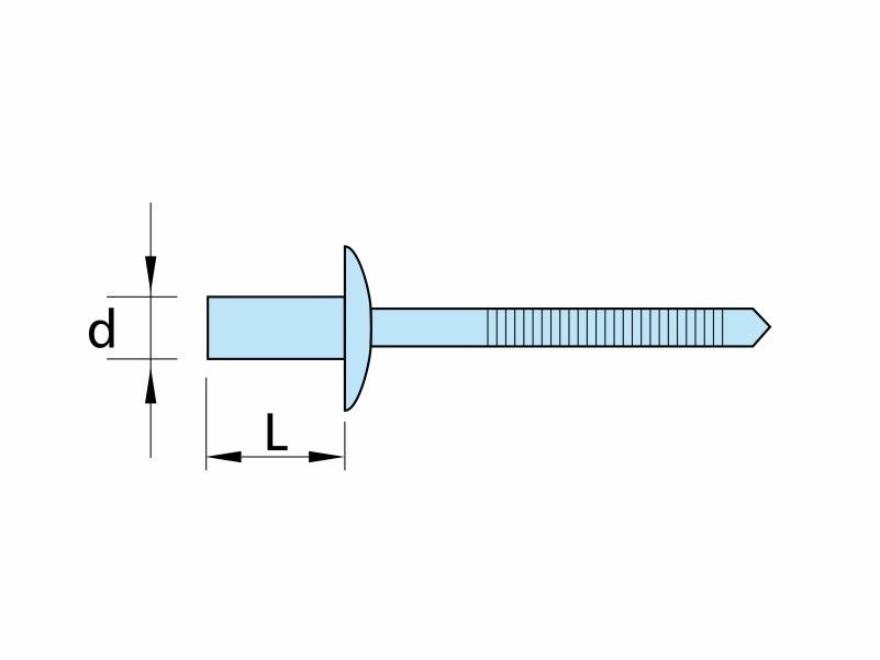 Closed end stainless steel blind rivets, AISI 304 (A2)