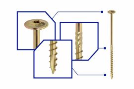 Woodpicker™ carpentry screws for structural connections of wooden elements, wafer head