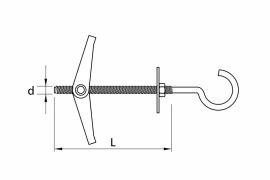 Spring toggle for ceilings with „C” hook