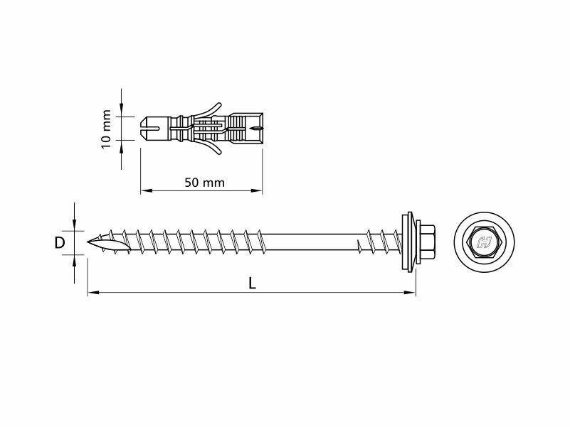 sandwich panel fixing onto concrete substructure, with polyamide plug