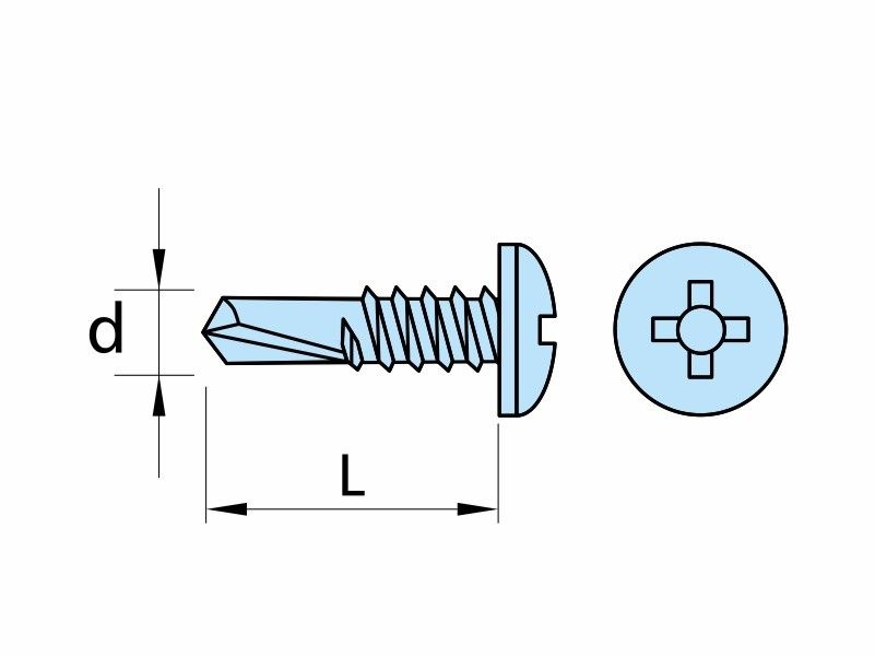 Self drilling screws DIN 7504M(N), pan head, AISI 304 (A2) stainless steel