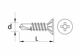 Self drilling window screws, with ribs, flat head