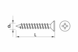 Self tapping screws for window fittings, without ribs, flat head