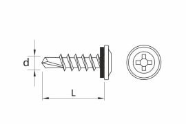 Self drilling screws, flat wafer head, EPDM washer assembled