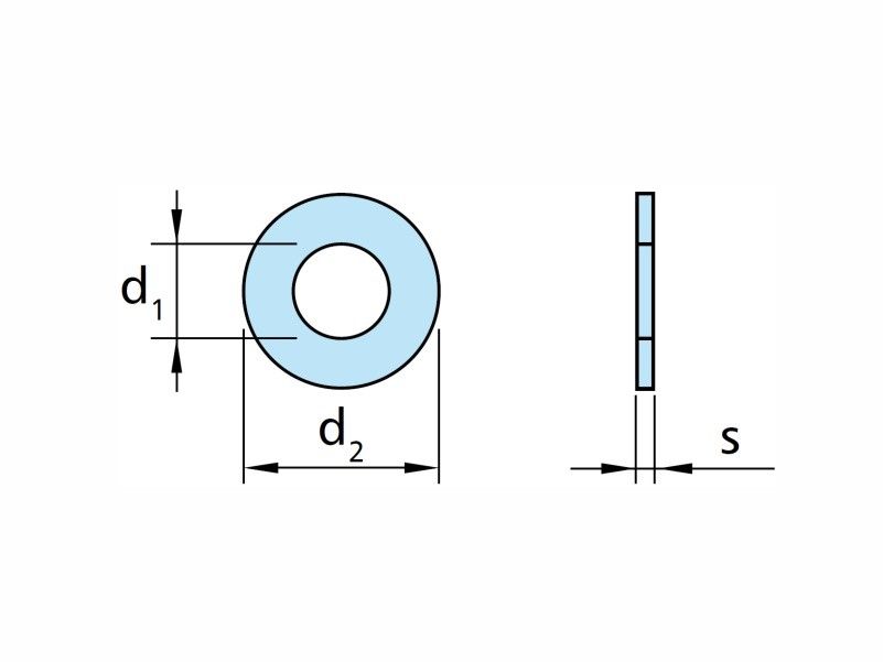 Washers DIN125, AISI 304 (A2) and AISI 316 (A4) stainless steel