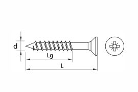 Chipboard screws, flat countersunk head, partial thread