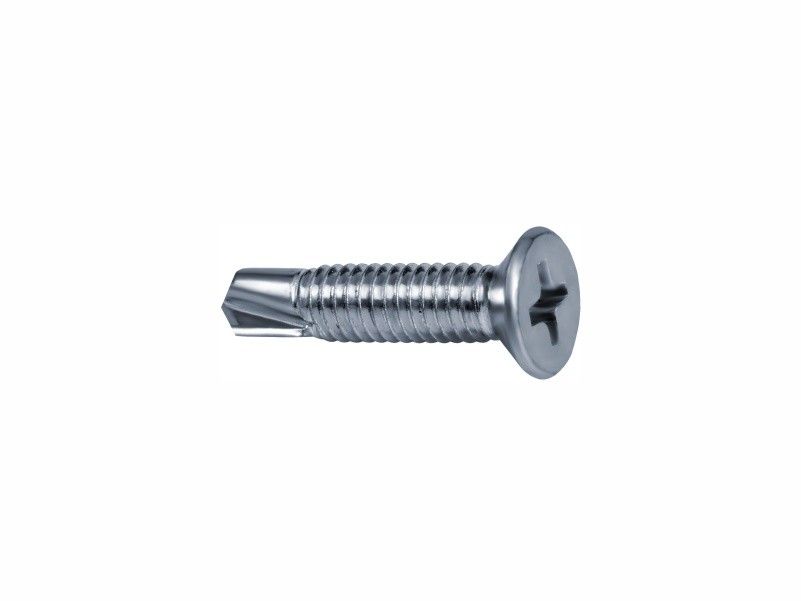 Self drilling window screws, without ribs, flat head