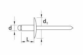 Aluminium-steel large flange head blind rivets