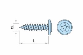 Self tapping screws, flat wafer head, AISI 410 stainless steel