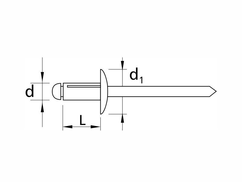 Steel-steel blind rivets triform