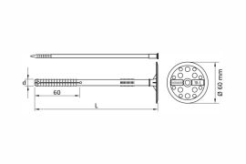 Facade thermal insulation fixing with hammer driven plastic pin